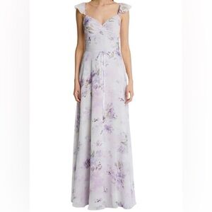 NWT Marchesa Notte Lilac Floral Lavender Dress Gown Extra Small Formal Fairy